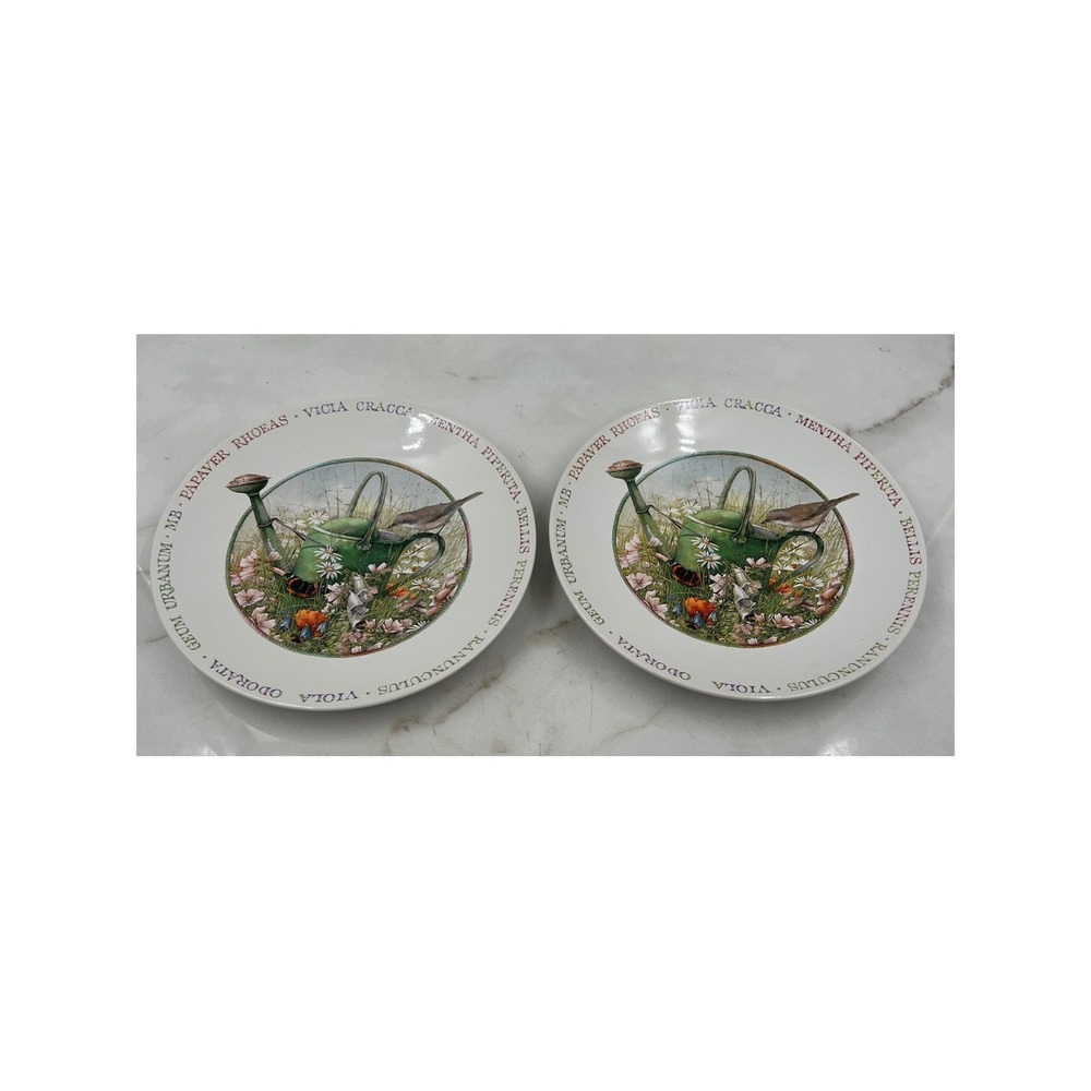Marjolein Bastin Wildflower Meadow Salad Dessert Plates Set of 2 Bird Nature 8"